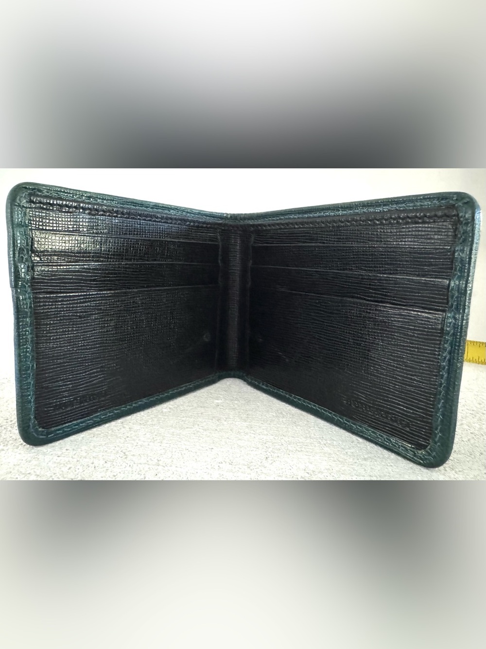 BURBERRY Vintage Dark Green Leather Bifold Wallet Made in Italy EUC - Picture 4 of 9